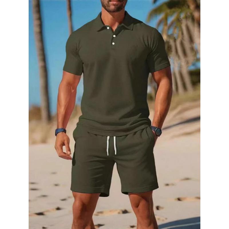 2025 Men's Slim-Fit Sporty Casual Polo and Shorts Set