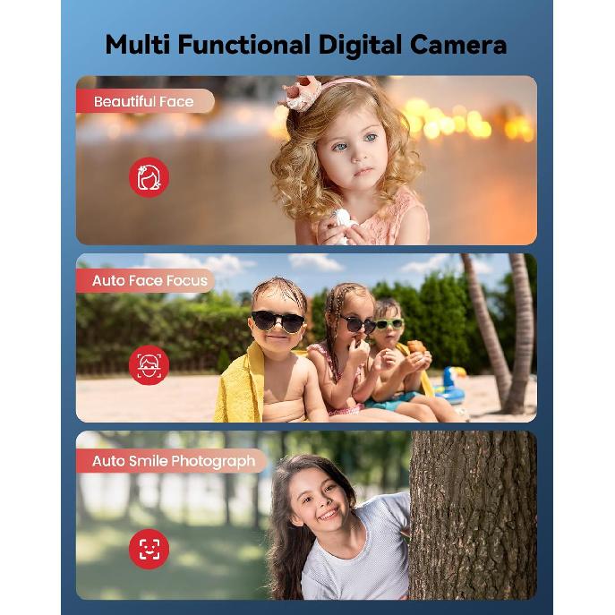 Pink Digital Camera for Kids & Teens - 16X Zoom, Compact, Ages 8-13 - Christmas & Birthday Gift for Girls