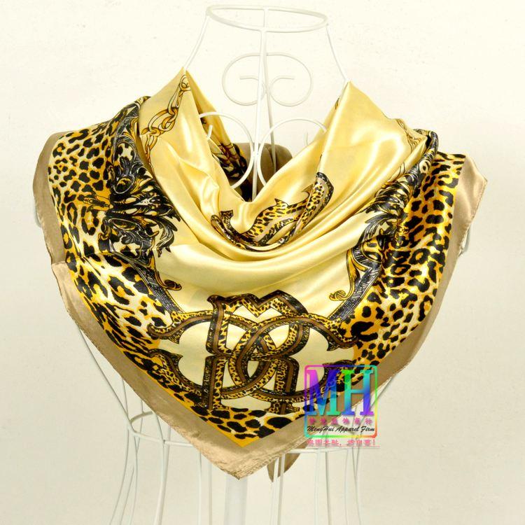 [BYSIFA] China Silk Scarf Shawl For Women  Winter Peony Chain Design Large Square Scarves Wraps Spring Autumn Head Scarves