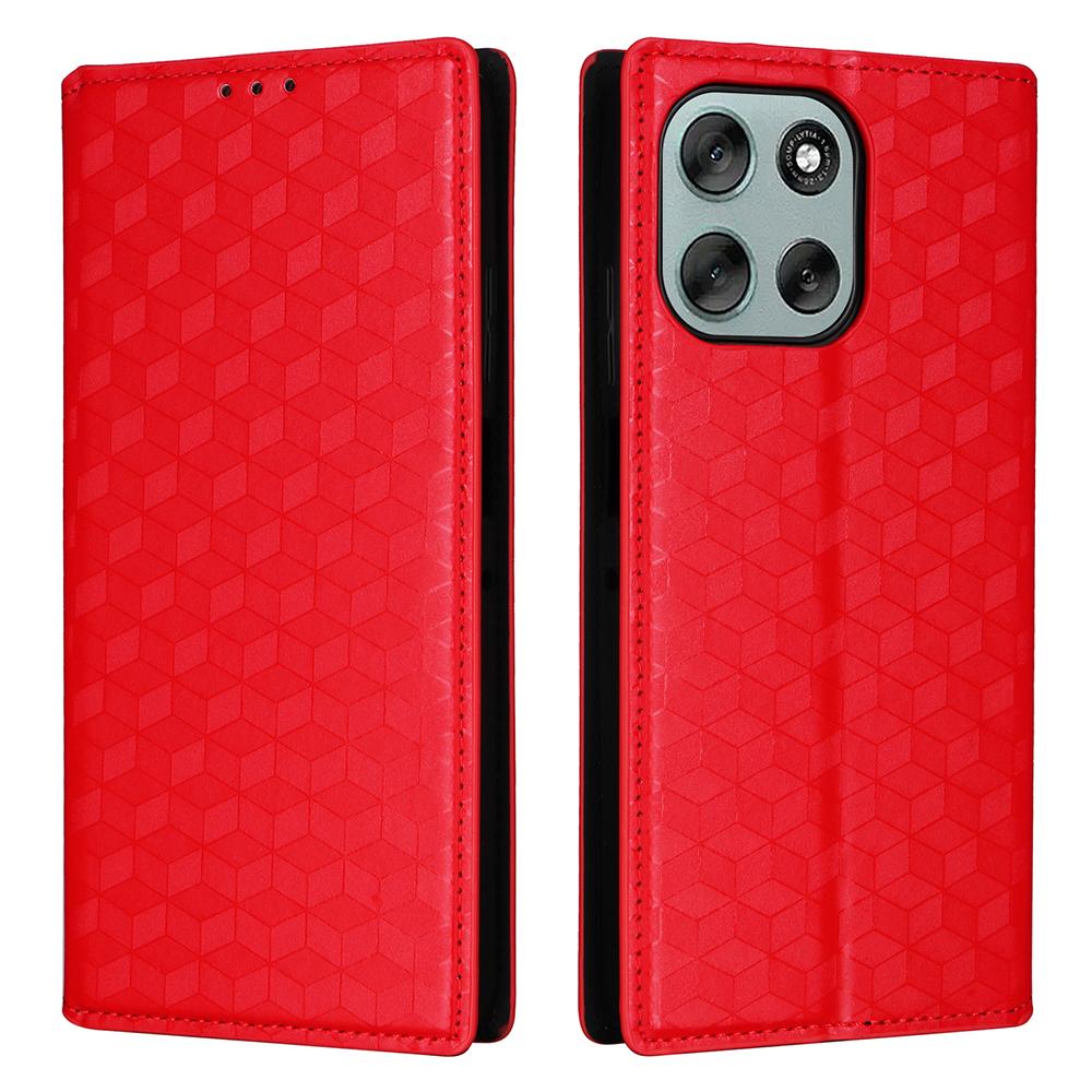 For Motorola Moto G56 5G Case Wallet Rhombus Imprinted Leather Phone Cover