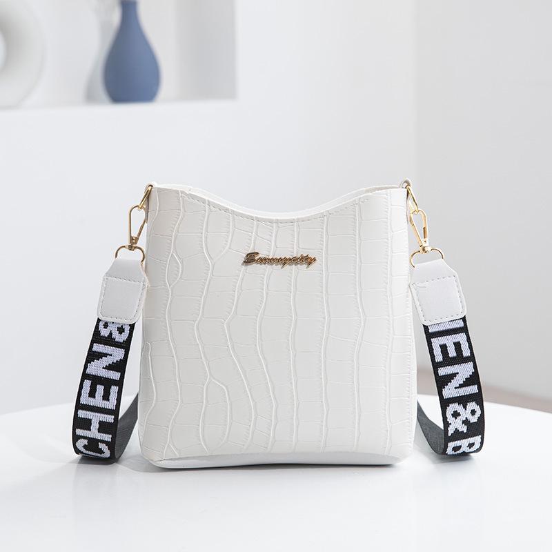 2023 Fashion Crocodile Pattern Crossbody Bag with Printed Webbing Strap - Large Capacity Women's Shoulder Bag