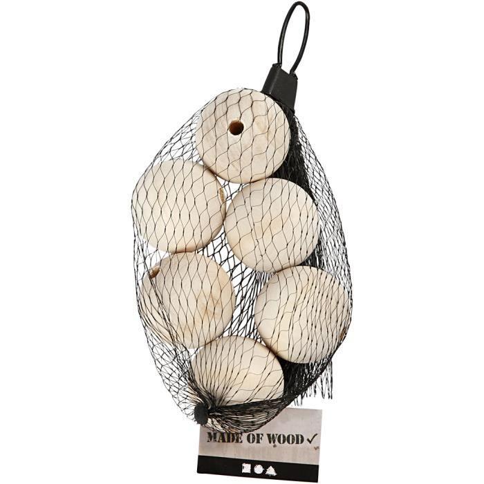 Untreated Wooden Beads with Large Hole. Ref 56676