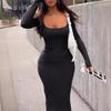 Cross-Border Solid Color Ribbed Dress