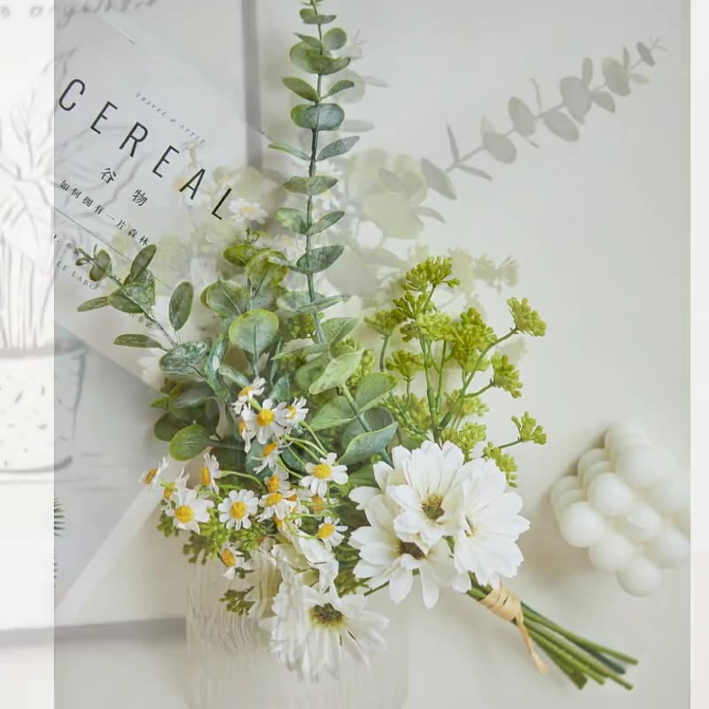 Simulated Daisy Bouquet Bottle Hand Tied Flower Table Bouquet Fake Flowers Bride Holding Flowers Photography Props Silk Flowers