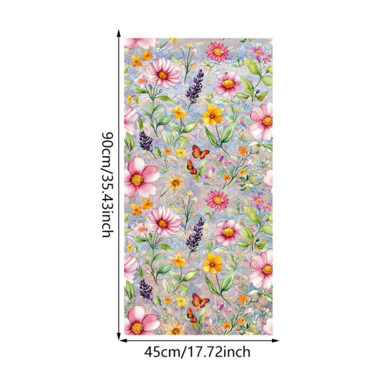 45*100cm Floral Pattern Glow-Through Window Decals Decorative Glass Window Stickers