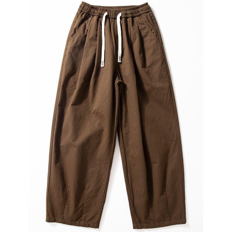 Pants Men's Spring & Fall Thin Pants Washed Pure Cotton Straight Casual Pants Retro Japanese Loose All-Match Wide Leg Pants Trendy