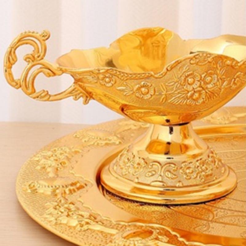 European Wine Set,Alloy Home Wine Pot Wine Glass Bowl Set, Exquisite Golden Wine Glass, Wine Pot Wedding Room Decoration, 1Set