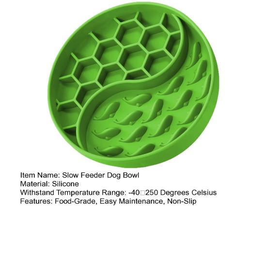 Slow Feeder Dog Bowl Non-Slip Feeding Bowl Slow Down Pet Eating Speed Silicone Pet Food Bowl with Suction Cup for Fast Eaters Cats Dogs Anxiety Relief