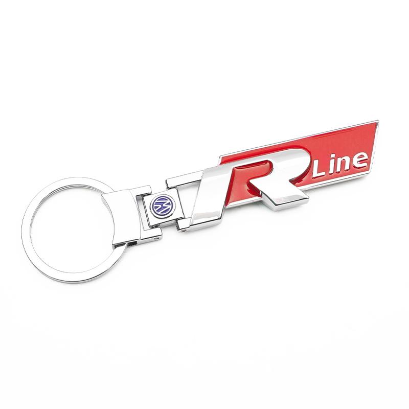 Valve Stems Caps 3D Metal/Leather Car Logo Key Chain Keyring Auto Interiors Accessorie For Volkswagen VW Rline Passat Polo Arteo LB0