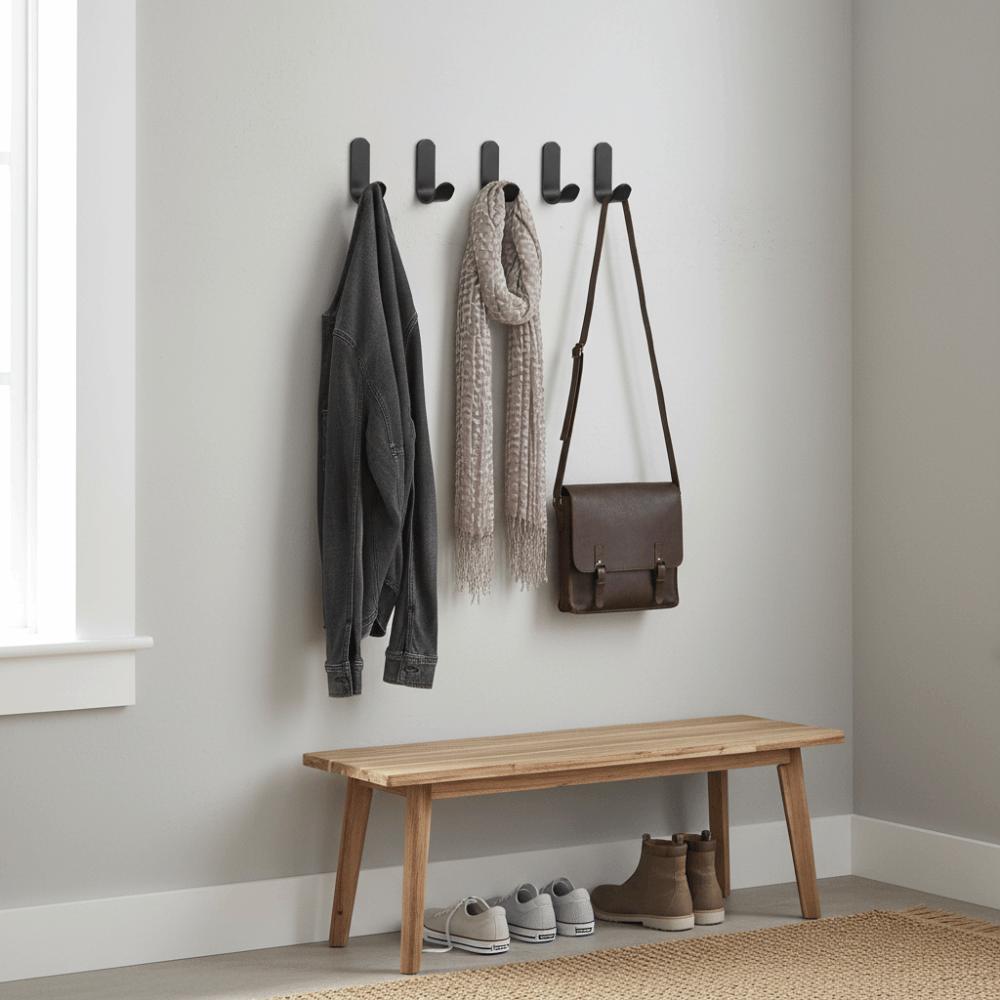 5 Pcs Strong Adhesive Wall Organizer Hook Waterproof Adhesive J-hook Design Hanging Hook Multi-purpose Storage Rack