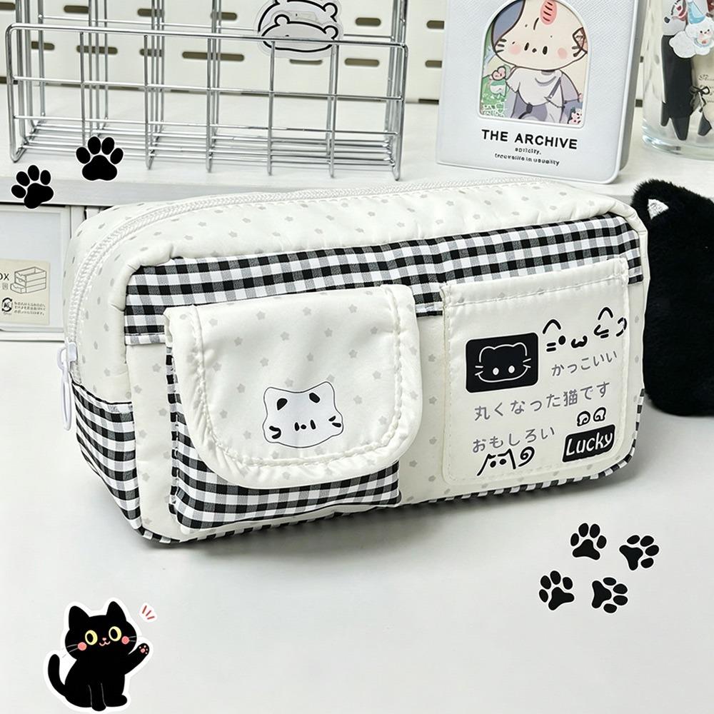 

Large Capacity Pen Bag Multi-Layer Stationery Bag Durable Pencil Case Gift белый