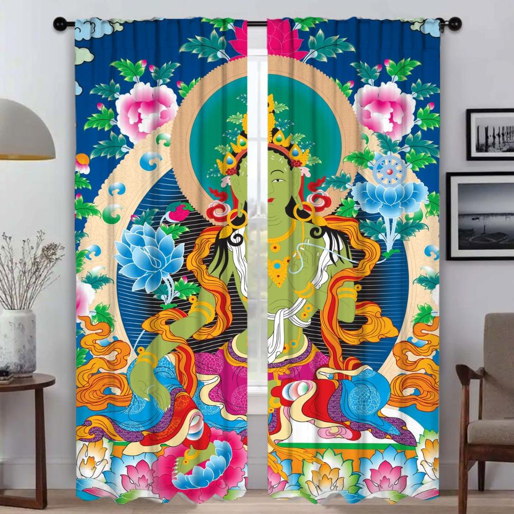 Islam Curtains for Living Room Curtain Halloween Decoration Partition Tulle for Bedroom Shades Home Interior Curtains 2 Pieces