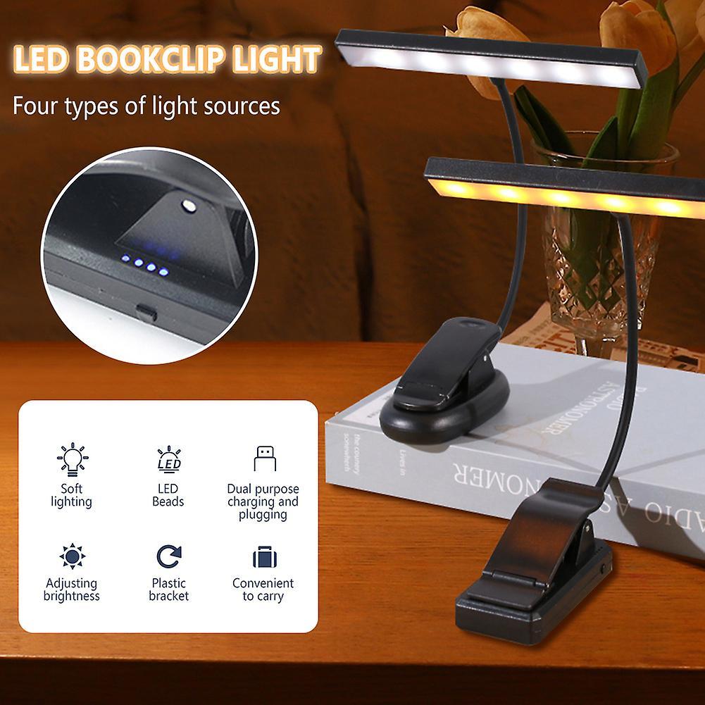 LED Eye Protection Desk Lamp Touch Dimming Reading Night Light Clip-on Flexible Bedside Lamp