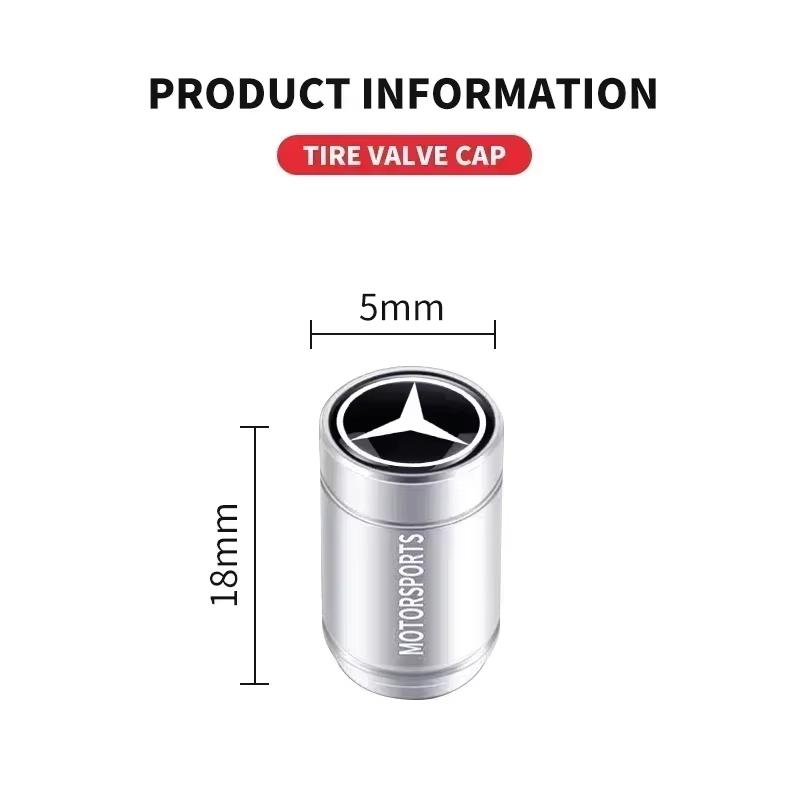 4Pcs Wheel Tire Valve Air Stem Cap Duust Covers Car Styling For Mercedes Benz W206 Class C200L W204 GLA W213 W212 Car Ornaments CZ2