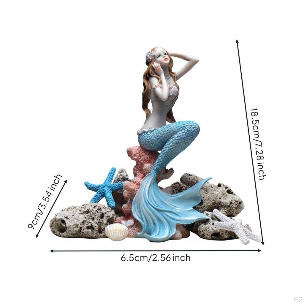 Aquarium Mermaid Decor Realistic Design Resin Ornament Colors for Hobbyists,