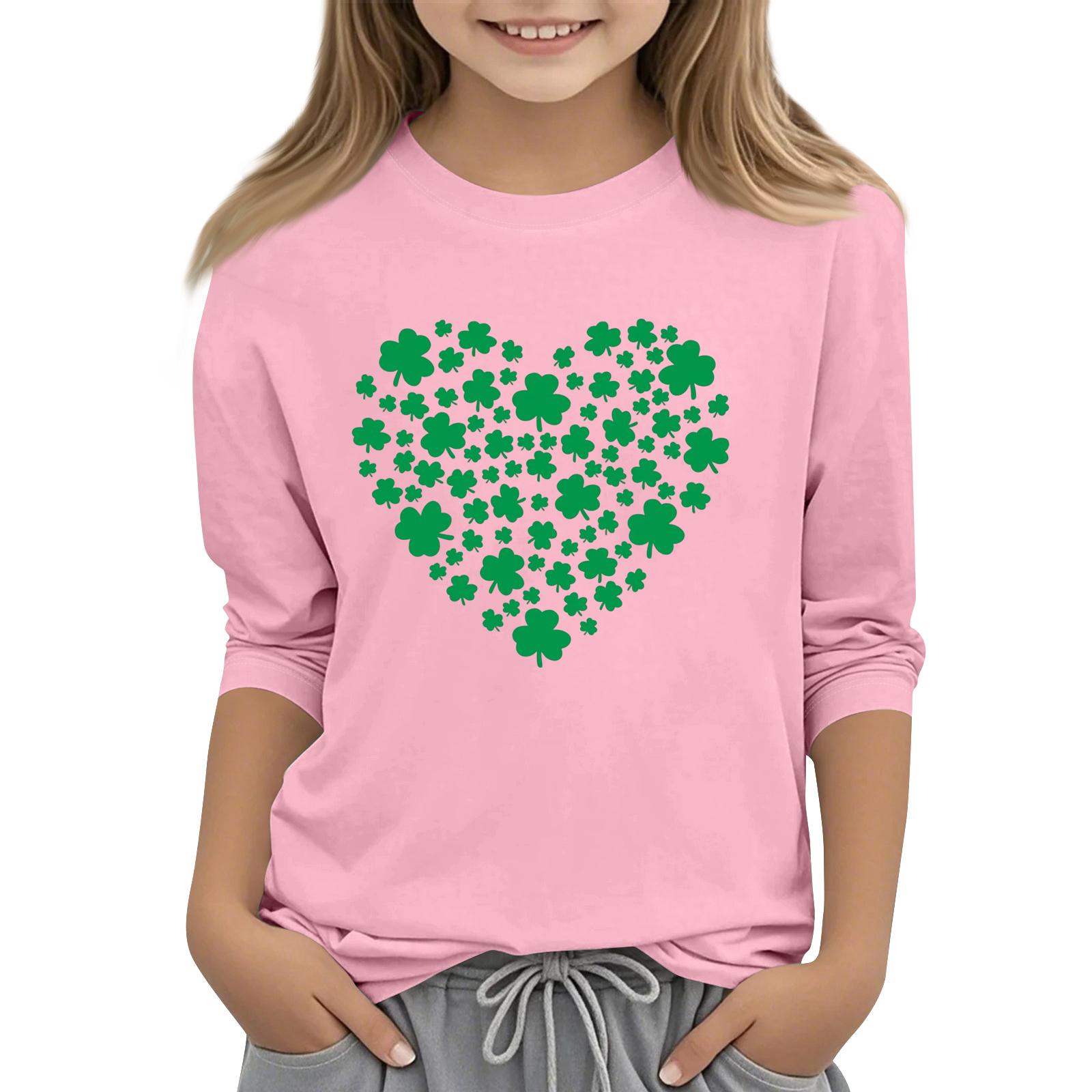 

Children s Casual Seven-Quarter Sleeve Round-Neck Fashion T-Shirt Top 140 розовый