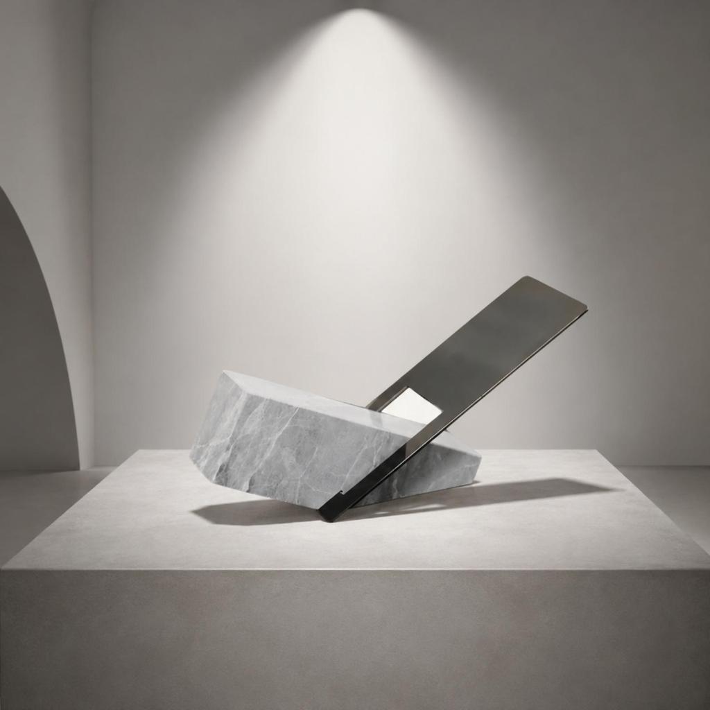 Tabletop Magazine Rack Stylish with Marble Base Geometric