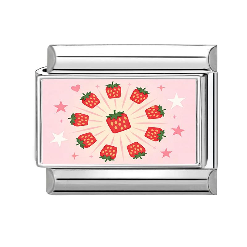 Creative Strawberries Star Heart Eyes Music Flowers Italian Charm Link Fit 9MM Stainless Steel Bracelet DIY Making Y2K Gifts