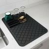 Anti-slip Dish Drying Mat Heat-resistant Insulation Pad Household Tableware Drain Pad  Cup