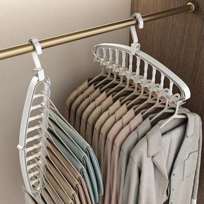 11-Hole Multifunctional Rotating Hanger: Non-slip Magic Folding Drying Rack for Dormitory and Household Storage.