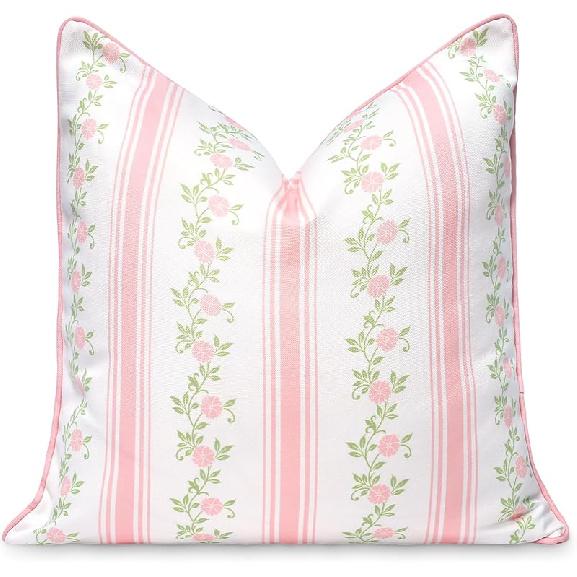 Hofdeco Premium Coastal Patio Indoor Outdoor Scalloped Lumbar Pillow Cover Only, 12"x20" Water Repellent for Backyard, Couch, Green Embroidered