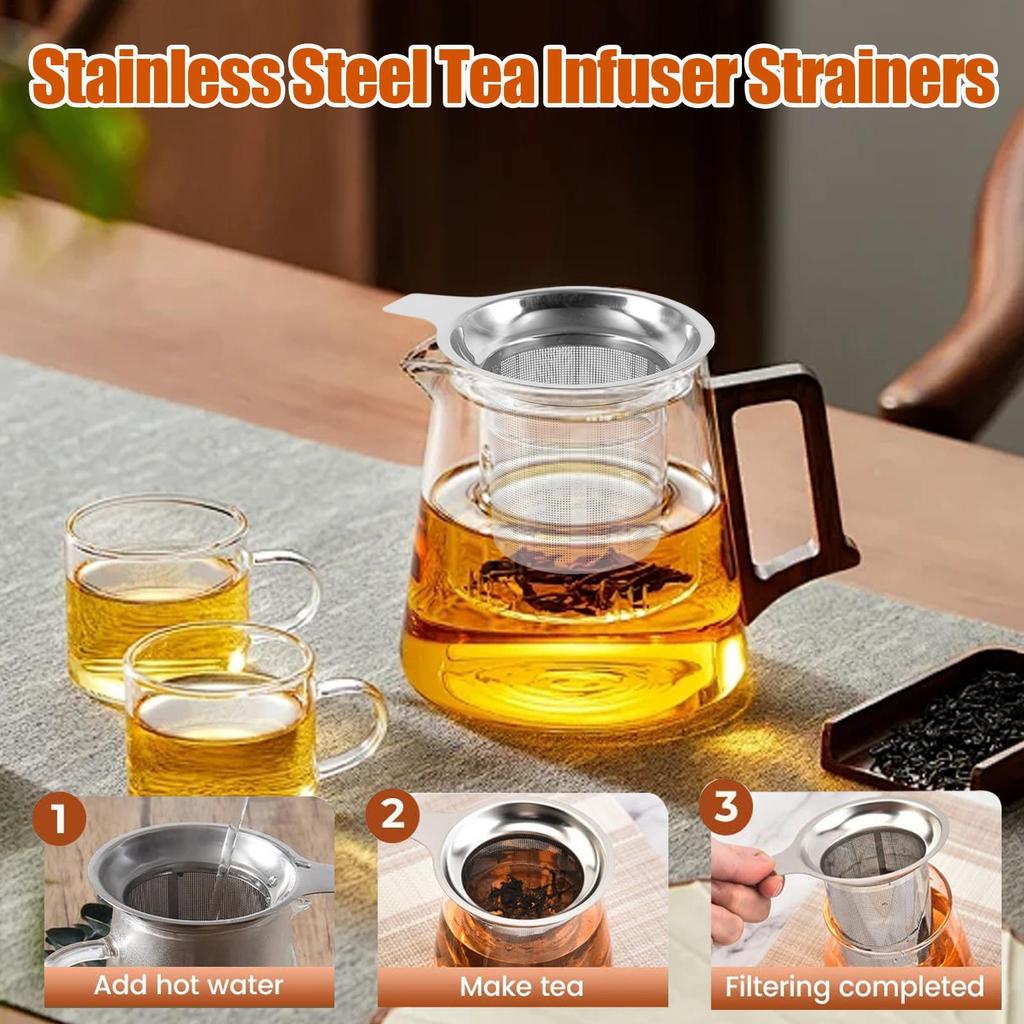 Fine Mesh Tea Strainer Stainless Steel Ultra-fine Strainer with Anti-Scald Handle for Loose Tea Coffee Home Car Camping Party