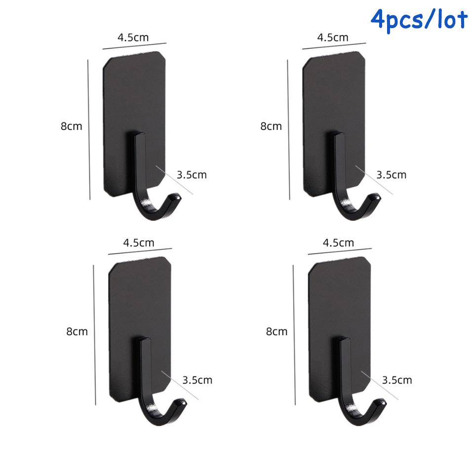 4pcs/Lot Wall Hook Adhesive Matte Gold Black Sliver Kitchen Bathroom Towel Key Robe Door Hooks Storage Hanger Holder Aluminum