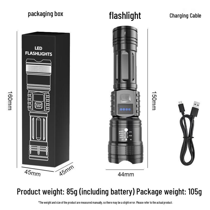 High-Power Rechargeable Portable Flashlight