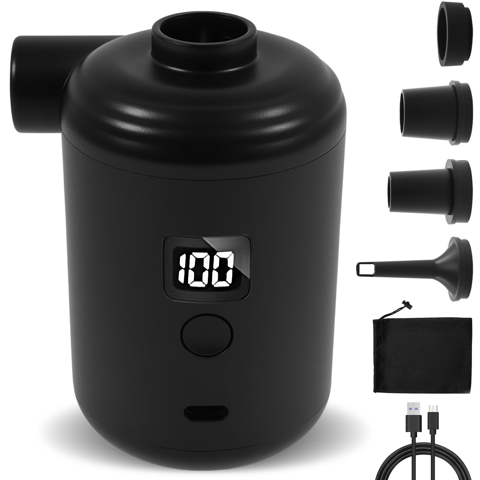 

Мини воздушный насос Беспроводной электрический насос-инфлятор с цифровым дисплеем мощности Портативный для кемпинга на открытом воздухе Шины Велосипеды Скорость надувания Кровати чёрный