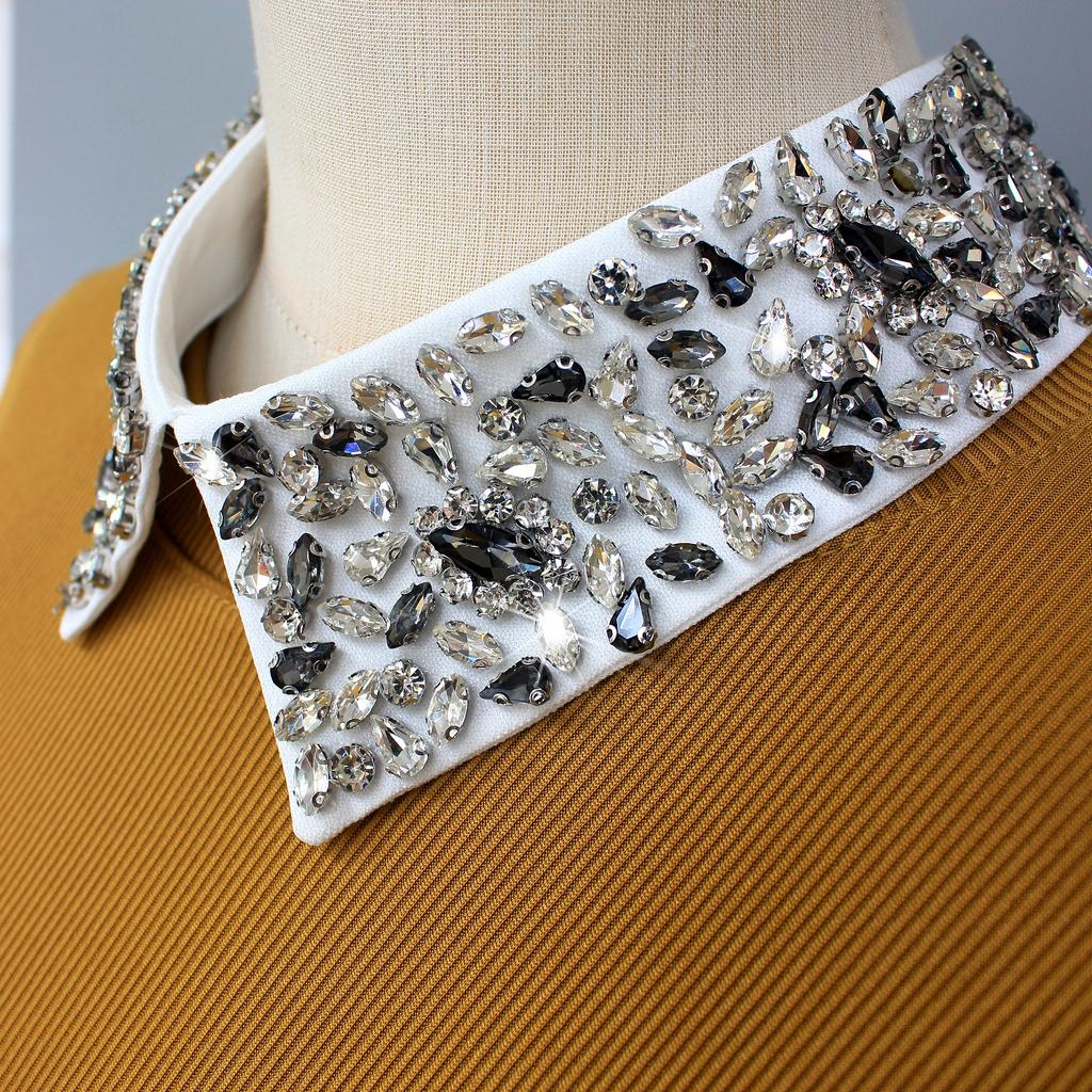 Perfect Match 1 Piece Of Luxurious Hand-Set Rhinestone Fake Collar For Ladies, A Neck Decoration With A Quick-Release Design. This Shiny And D