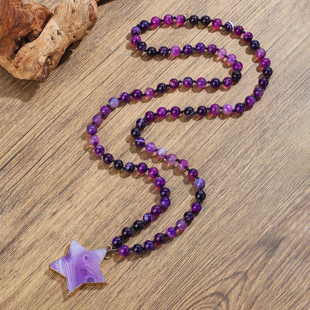 Bohemian Dlouhý ametystový křišťálový přívěsek na náhrdelníku