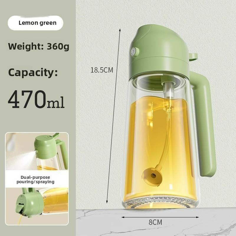 Glass Oil Spray Bottle with Pour Spray Function 470ml Kitchen Oil Mister