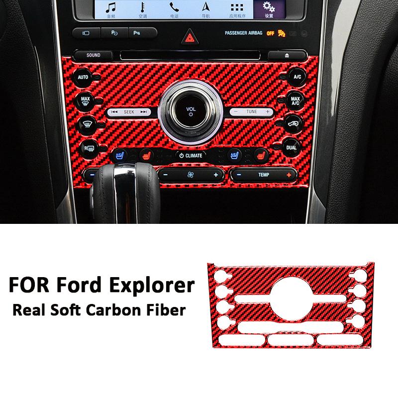 For Ford Explorer Carbon Fiber Auto Central Console Radio CD Control Panel Modification Decoration Sticker Interior Accessories