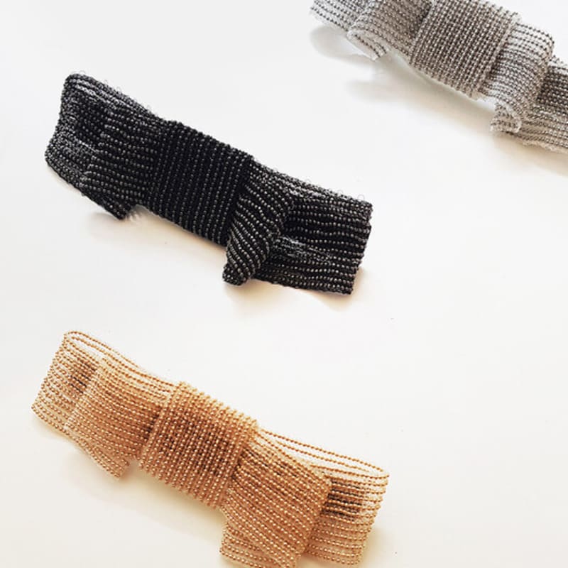 RACOHA Bling Net Ribbon Hair Pin (beaded Metal Ribbon Hair Pin)