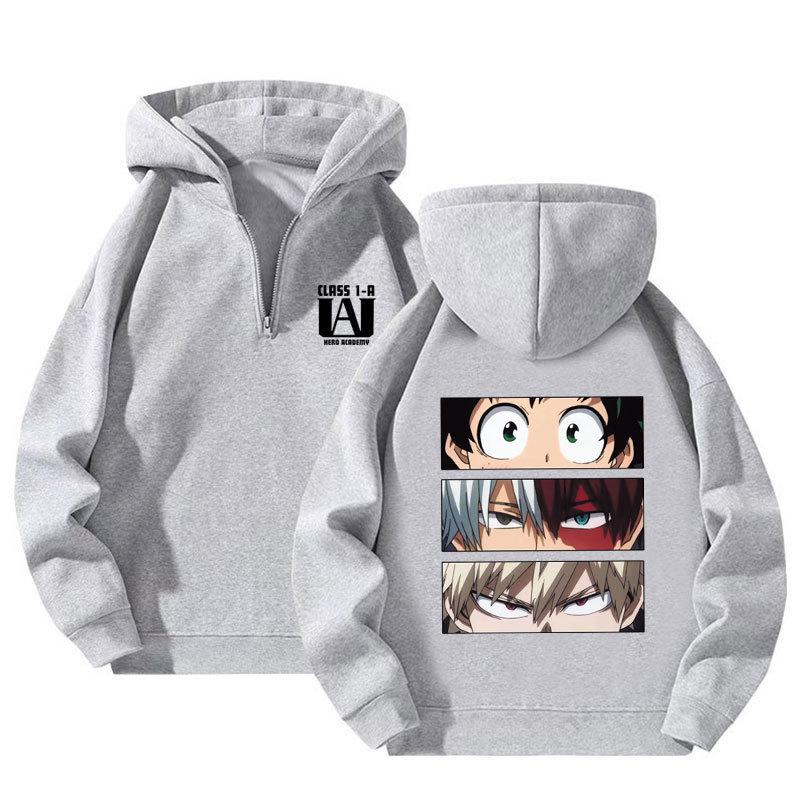 Japanese Anime My Hero Academia Hoodies Kawaii Harajuku Manga Graphic Zipper Coats Printed Streetwear Sweatshirts Unisex Pullovers Tops