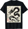 Japanischer Schwarzer Drache Vintage Chinesisch Herren Jungen Kinder Damen T-Shirt