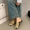 2025 French bag head half slippers women's summer wear new pleated Mueller women's shoes one-pedal low-heeled slippers