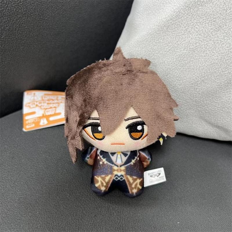 12Cm Spel Genshin Impact Varka Durin Flins Pluche Speelgoed Gevuld Mini Poppetje Cartoon Pluche Figuur Zachte Tas Hanger Sleutelhanger Ventilator Cadeau gray