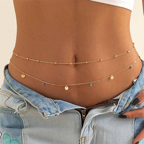 

Minimalist Double Layer Metal Flat Snake Chain Belly Waist Chain Women s Fashion Sexy Bikini Beach Summer Body Jewelry Accessory