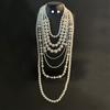 Elegant Multi Strand Imitation Pearls Chokers Necklace With Matching Stud Earrings Gift Set Vintage Fashion Stone Jewelry