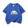 Kids Cotton T Shirt Cute Peeking Seal Print Crew Neck Short Sleeve Tee Casual Breathable Boys Girls Summer Tops