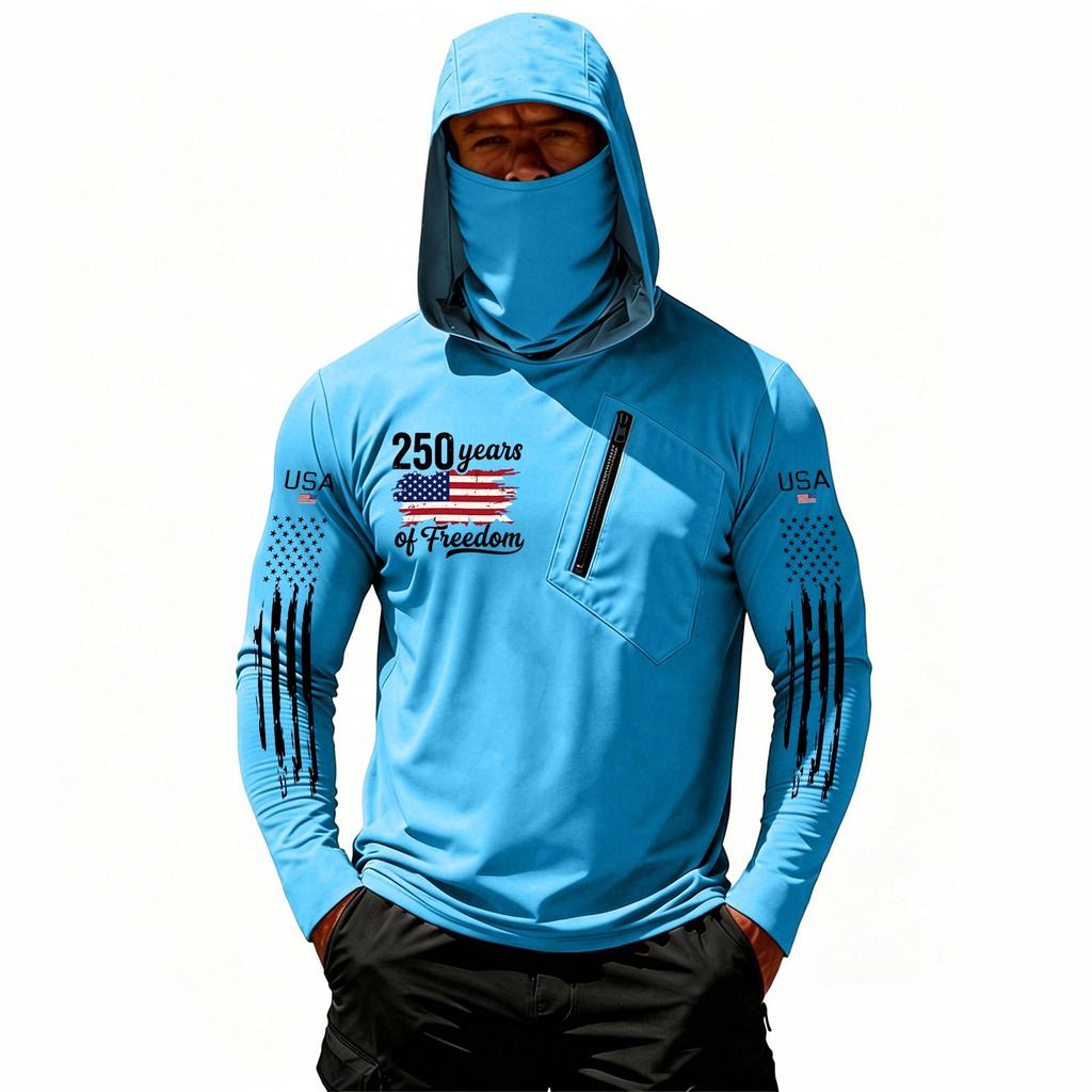 Camiseta Casual con Capucha de Manga Larga para Hombre con Protección Solar