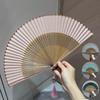 Fan, a New Chinese-Style Folding Fan for Home Use, Solid Color Fan, Chinese Style Portable Hollow Bamboo Fan, Suitable for Pairing with Qipao and