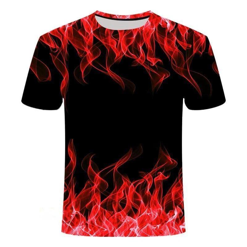 Purple Flame Smoke Border 3D All Over Print Short Sleeve T-Shirt Casual Top