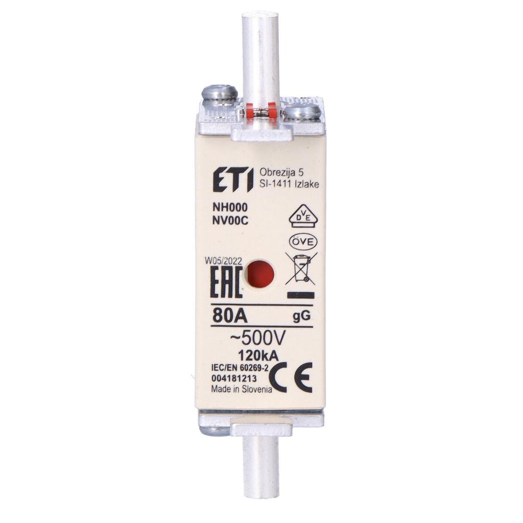 Fuse link - NH000 gG 80A/500V - slow