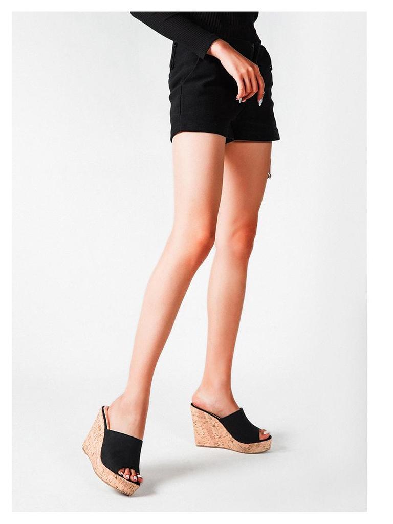 2024 Dames Plus Size Peep Toe Wedge Sandalen: Buitenslippers met hoge hak