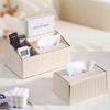 Leather Desktop Tissue Box with Remote Organizer