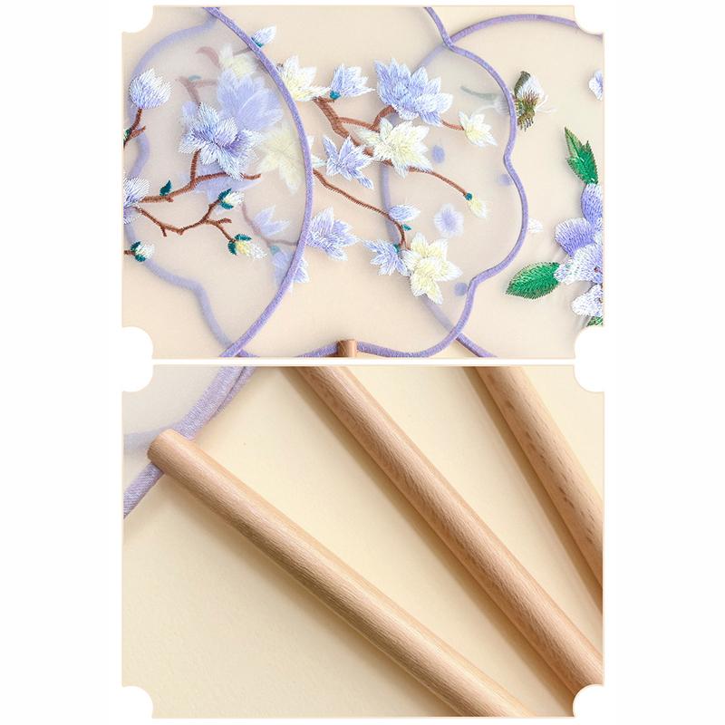 Chinese Ancient Style Round Fan Silk Embroidered Cheongsam Fan Dance Performance Photography Props Home Decor