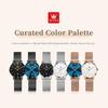 OLEVS Women's Minimalist Casual Watch Leather Band Waterproof Analog Quartz with Date Calendar Black Blue Mesh Strap