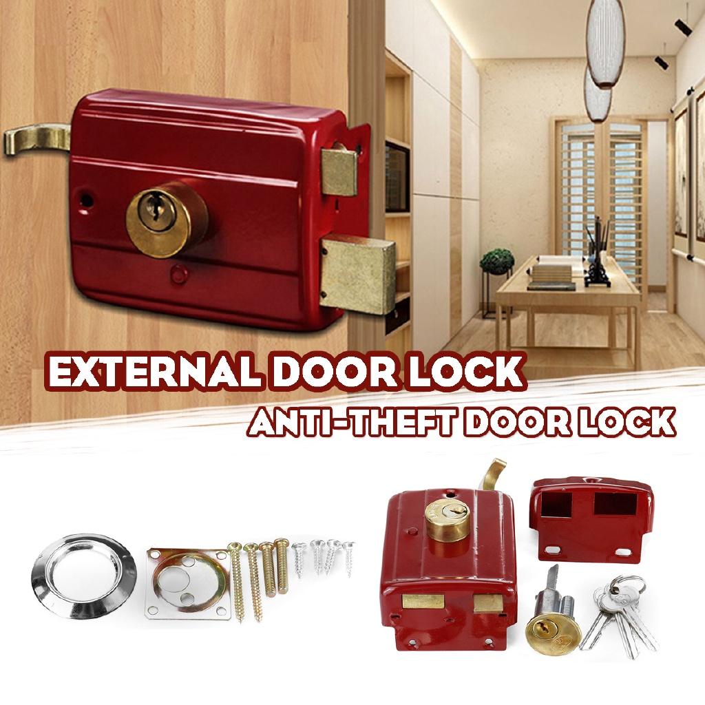Porta in Legno Porta Esterna Serratura Retro Sicurezza Serratura Assicurazione Multipla Ghisa Antifurto Serrature Rosse